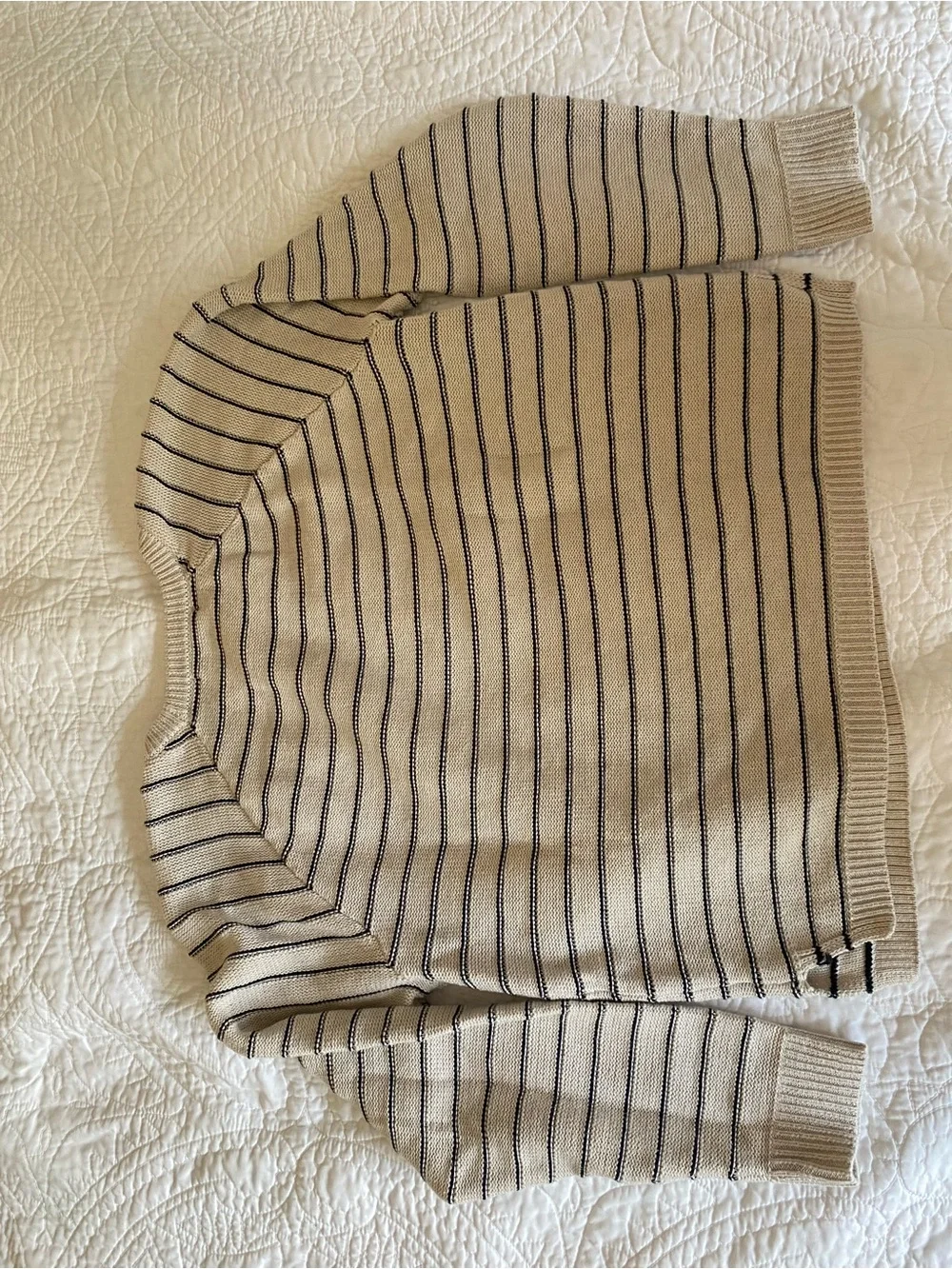 Marine Layer Cream Sweater with Black Stripes - Picture 2 of 2